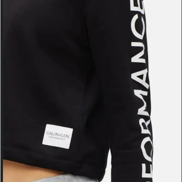 NEW Calvin Klein Performance Logo Sleeve Top Women's Black Size (Large) - Picture 2 of 4